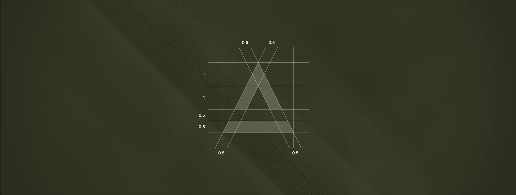 Construction grid of the triangle symbol on dark olive