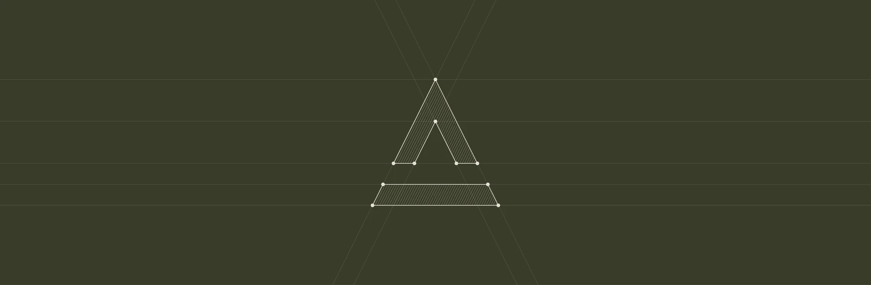 The triangle symbol in line on dark olive