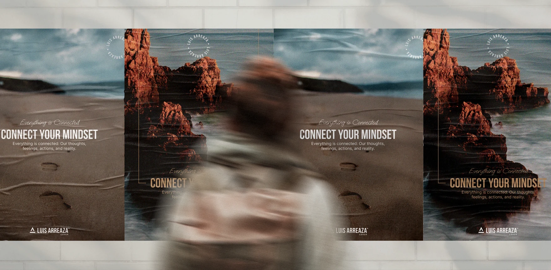 Connect your mindset posters on a street wall with a passer-by