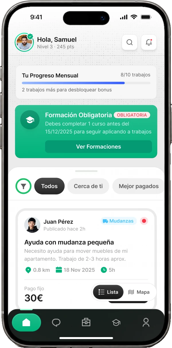 Microjob home screen