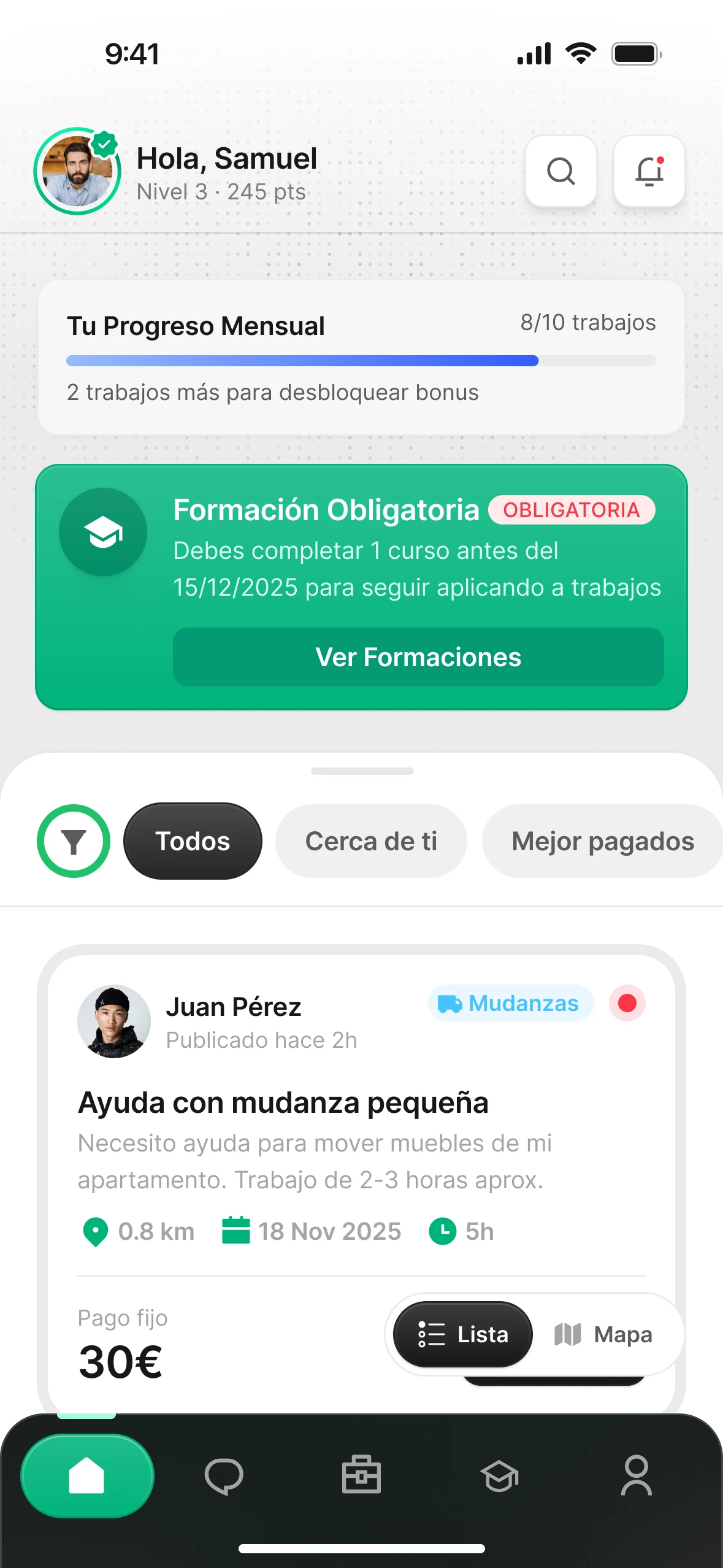 Home screen, final design