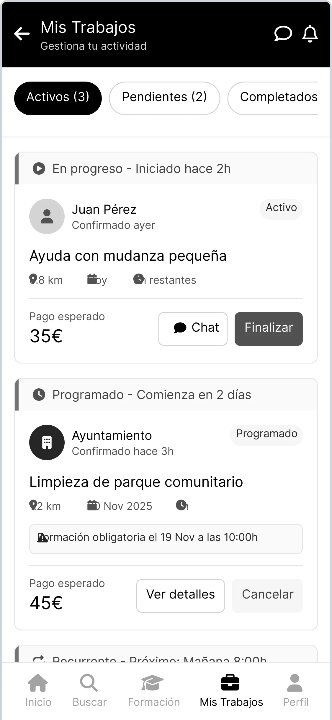 Wireframe of my jobs