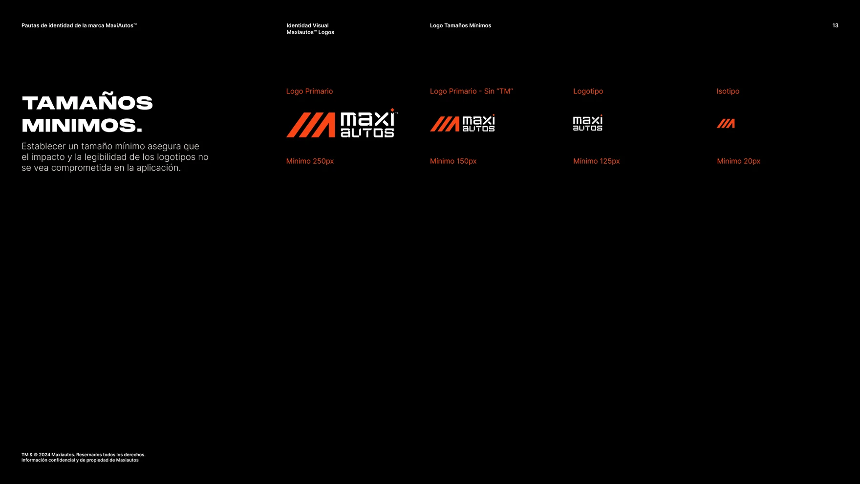 Brand book: minimum sizes of the logo