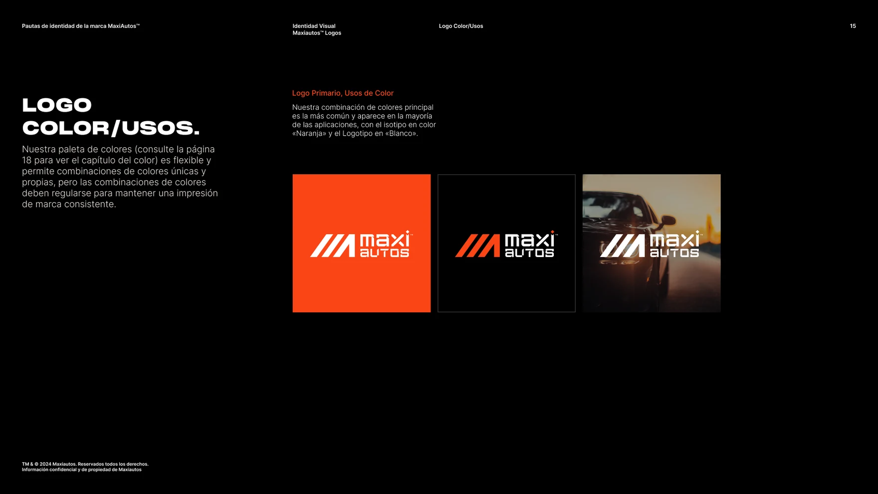Brand book: colour uses of the logo