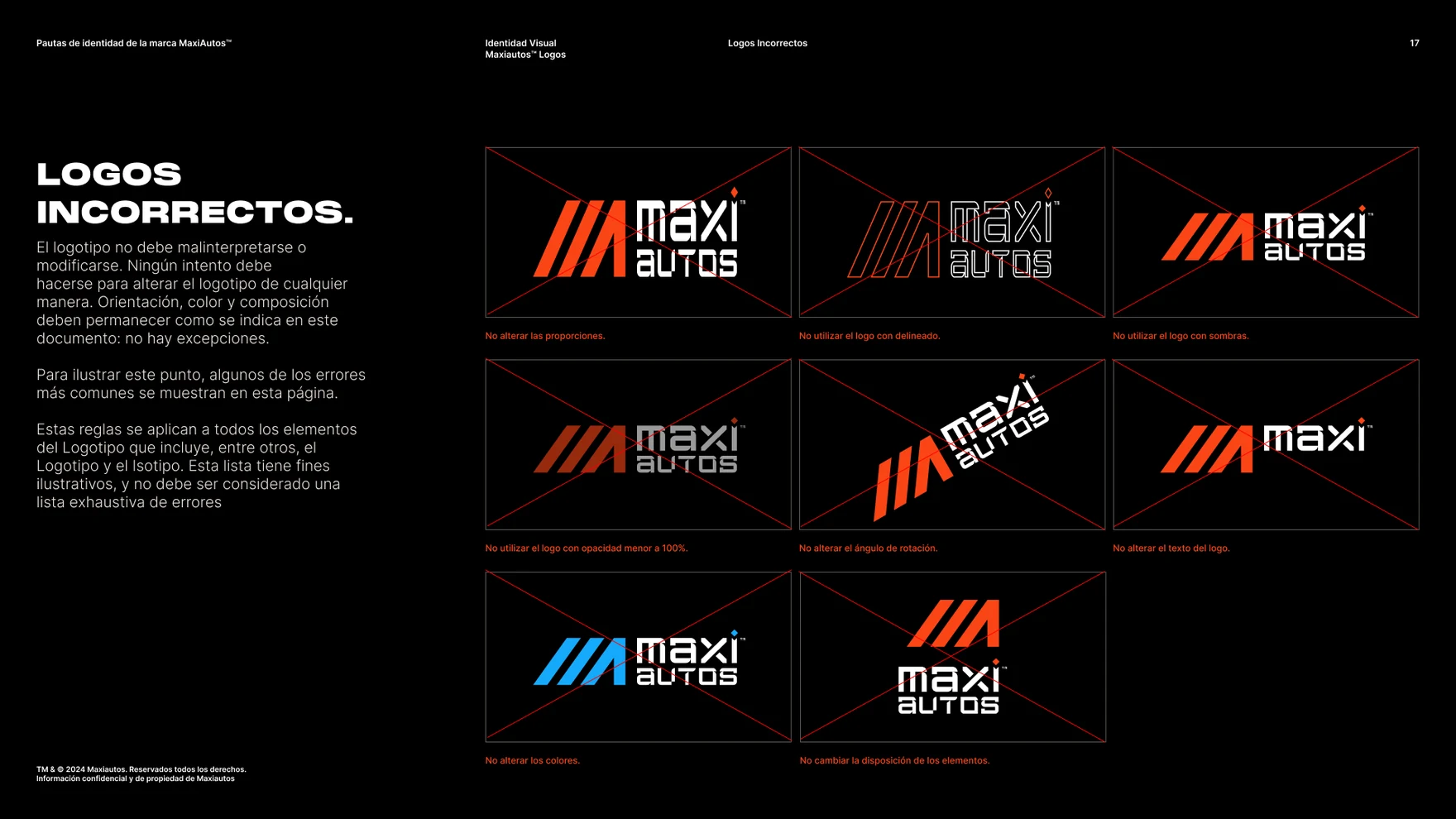 Brand book: incorrect uses of the logo