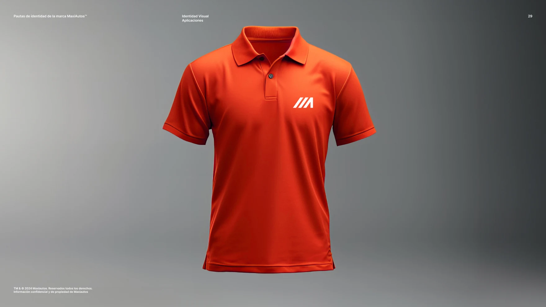 Orange polo shirt with the isotype