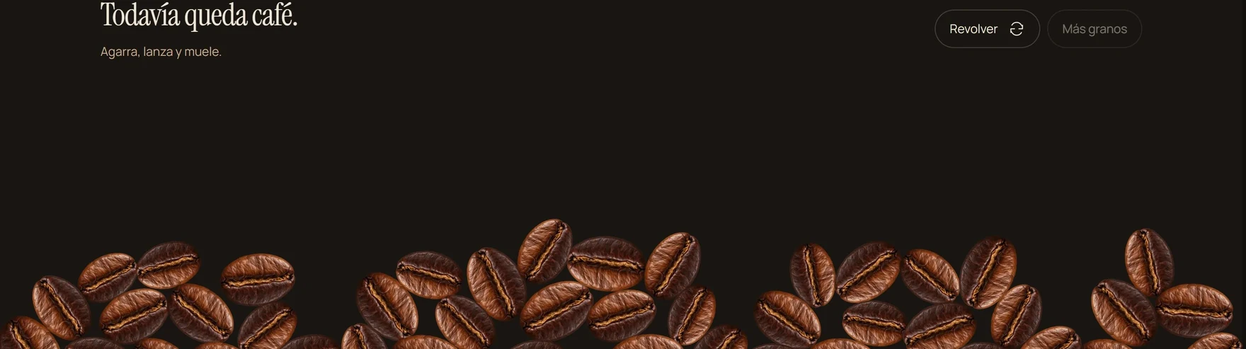 Coffee beans piled up in the website footer