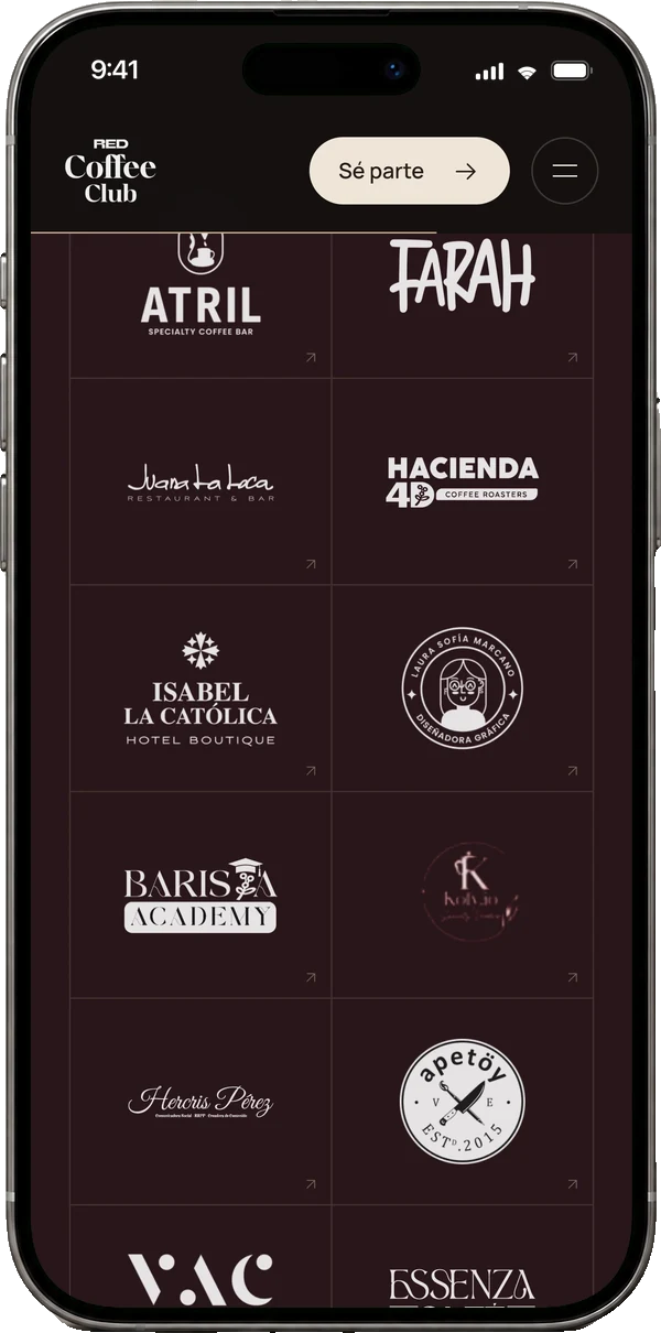 Mobile sponsors wall with partner logos