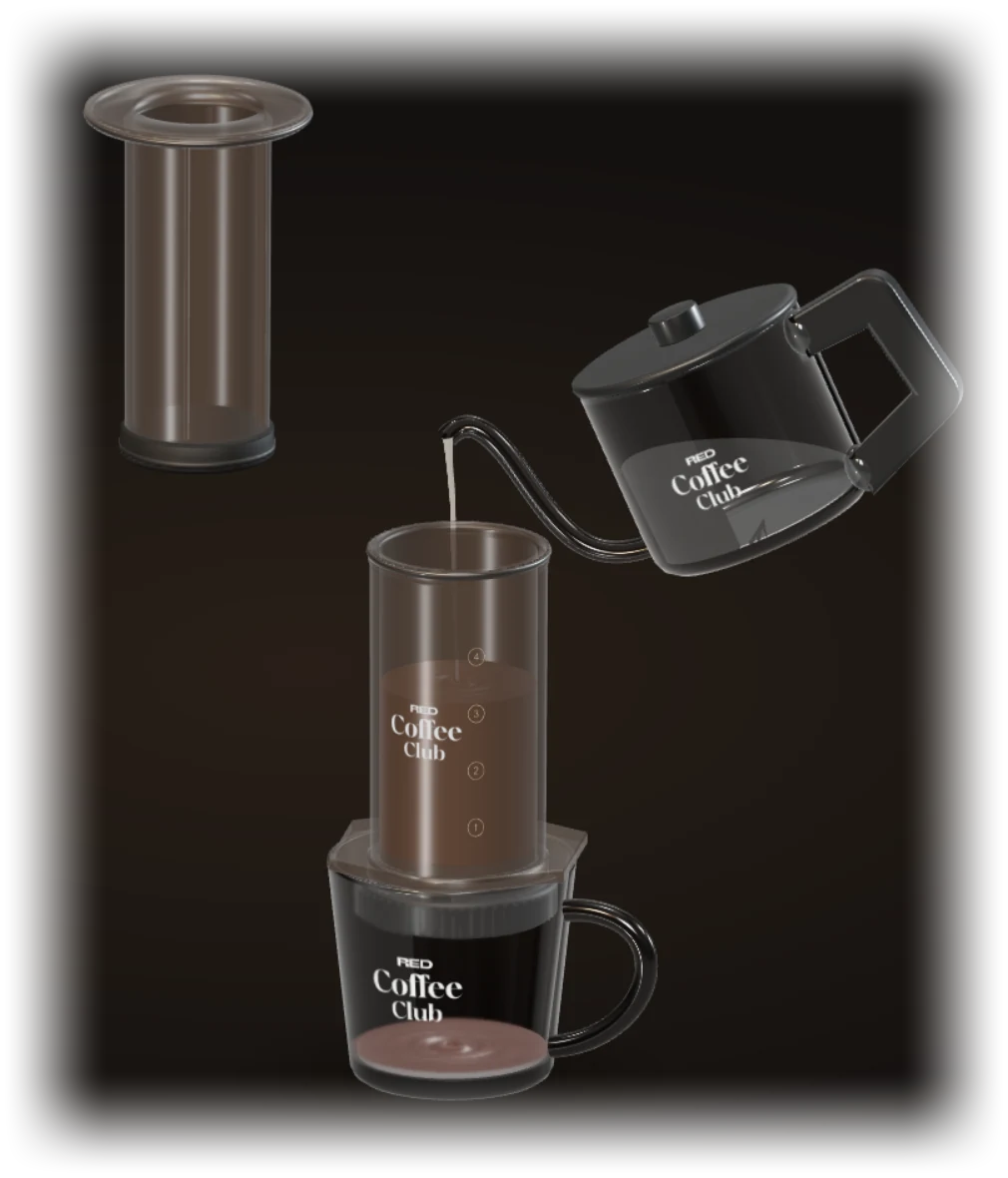 The AeroPress pouring coffee into a glass as you scroll